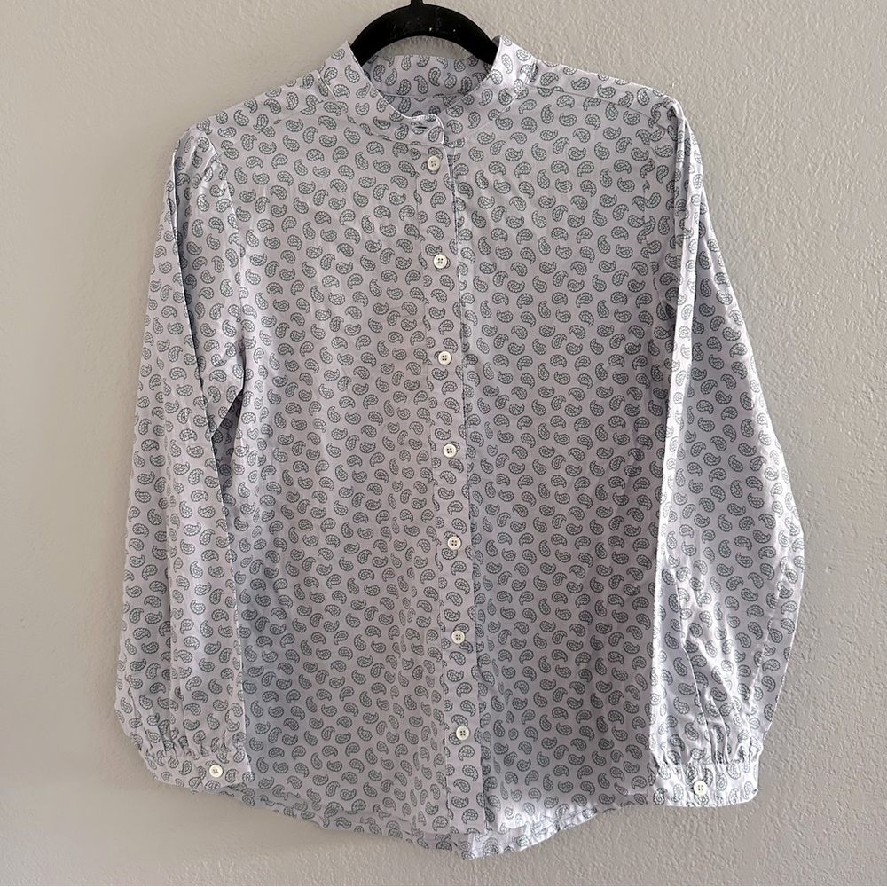 A.P.C. Parmentier Women Paisley Allne Parme Shirt Blouse Long Sleeve Size 38 M